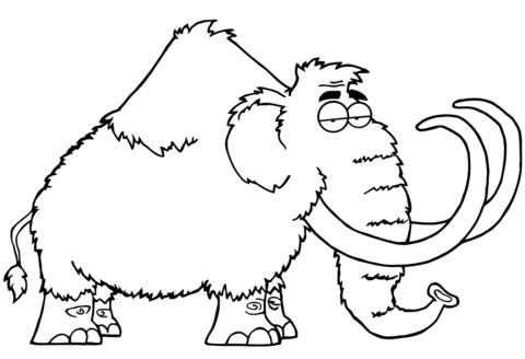 Cartoon Mammoth Coloring Page